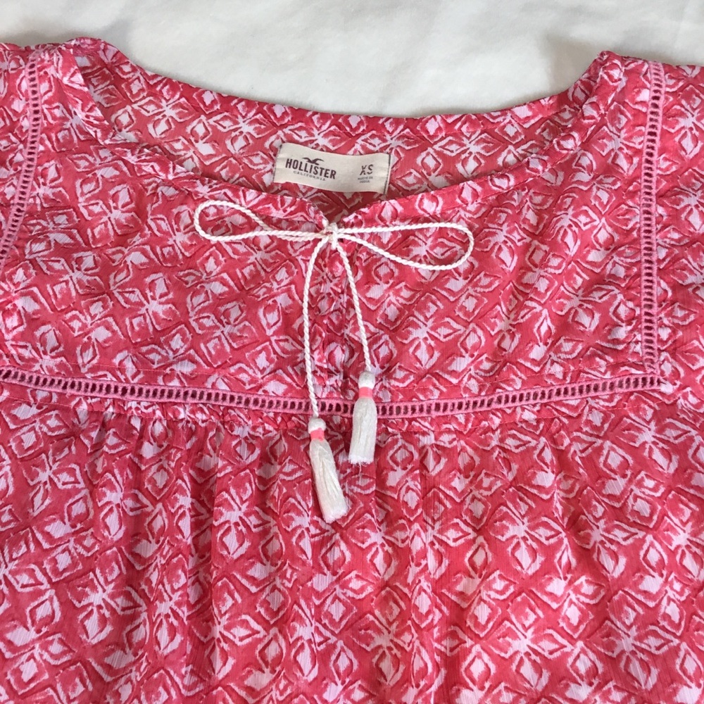 Hollister Floral Pink Sheer‎ Short Sleeve Top XS - Picture 4 of 14